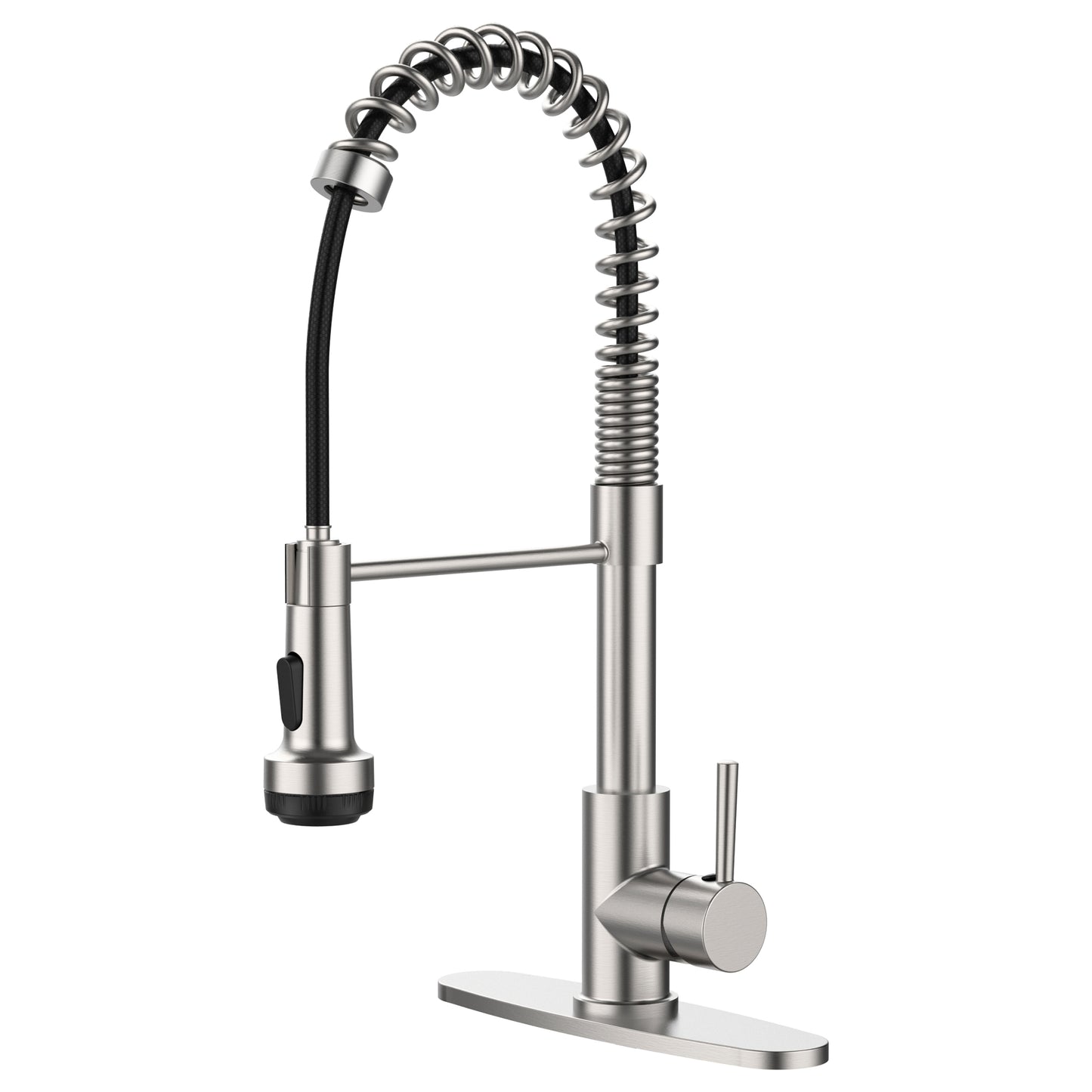 GELE Kitchen Faucet with Pull Down Sprayer and 4 Spraying Modes Single Handle Commercial Spring Kitchen Sink Faucet Brushed Nickel 1 or 3 Hole Kitchen Faucets 1024NP