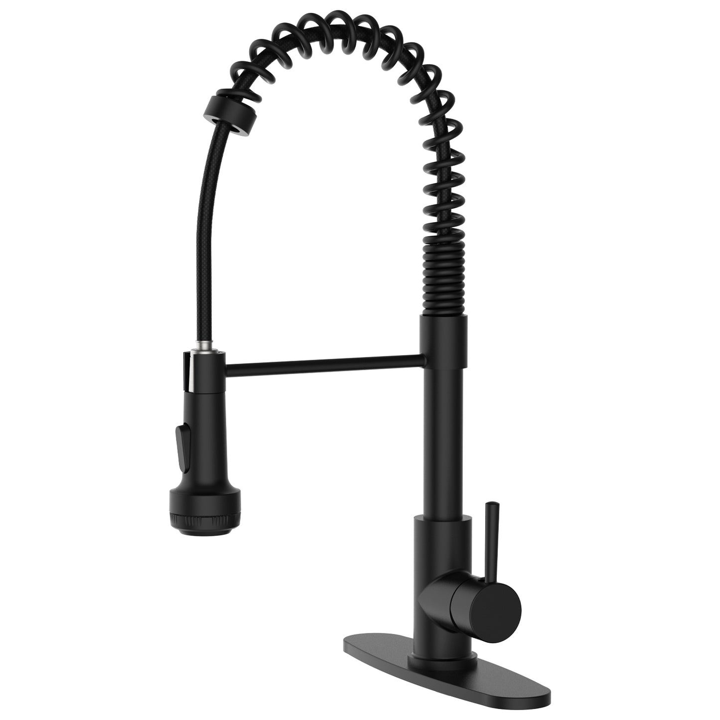 GELE Kitchen Faucet with Pull Down Sprayer and 4 Spraying Modes Single Handle Commercial Spring Kitchen Sink Faucet Matt Black 1 or 3 Hole Kitchen Faucets 1025-BH