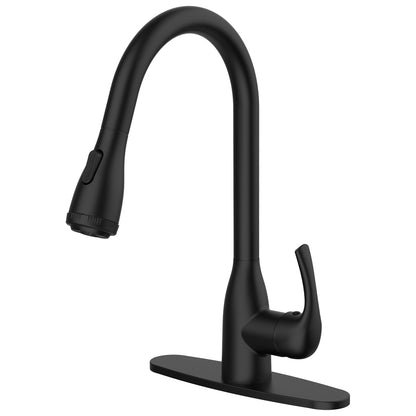 GELE Kitchen Faucet with Pull Down Sprayer and 4 Spraying Modes Matt Black Commercial 1 or 3 Hole Kitchen Faucets for Farmhouse Rv Bar Sinks 1024-BH