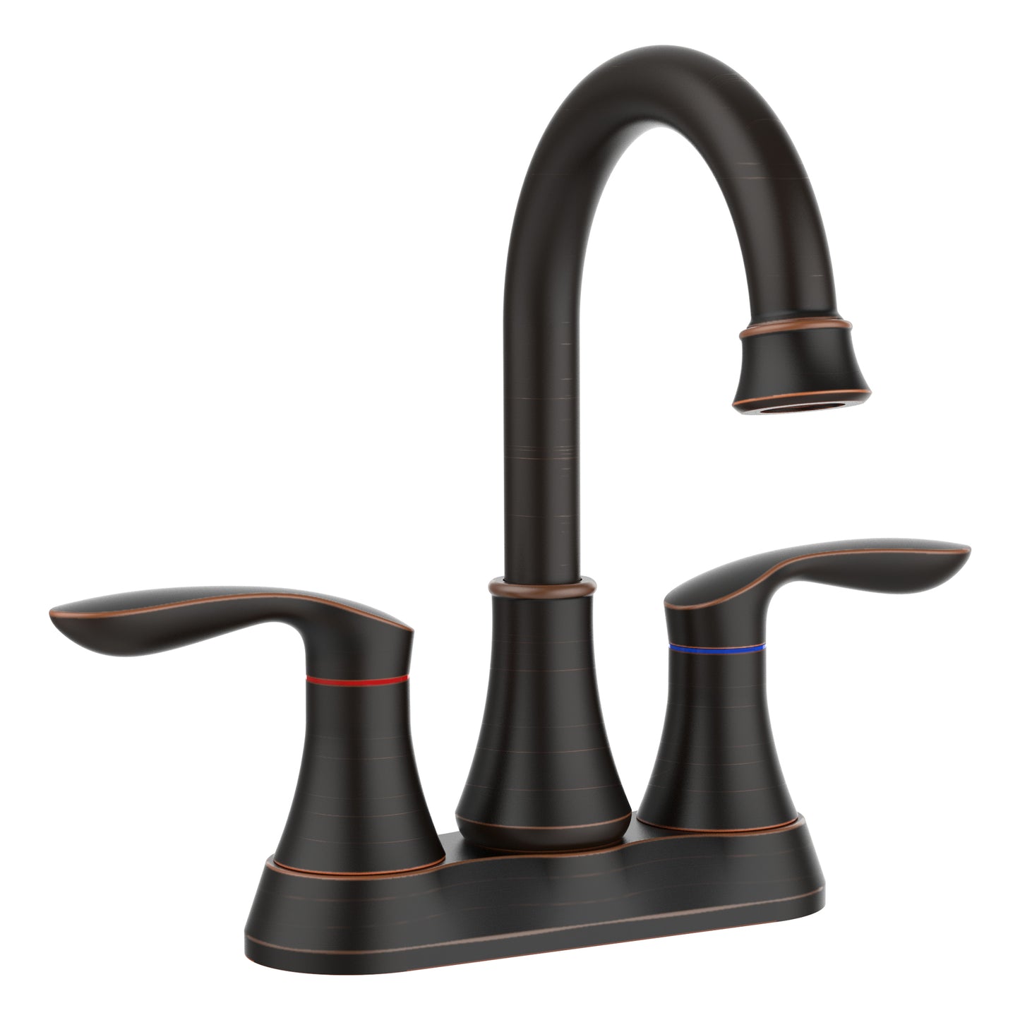 GELE Bathroom Faucet Oil Rubbed Bronze with Pop-up Drain & Supply Hoses 2-Handle 360 Degree High Arc Swivel Spout Centerset 4 Inch Vanity Sink Faucet 4011B-ORB