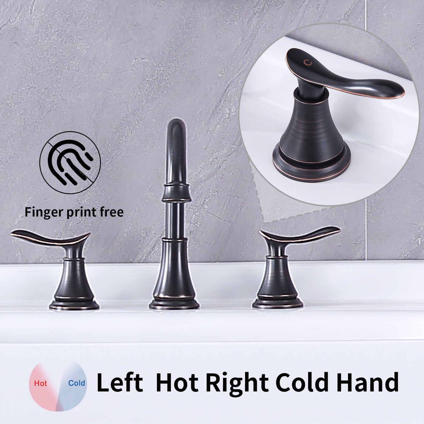 GELE 2-Handle 8 inch Widespread Bathroom Sink Faucet Oil Rubbed Bronze Lavatory Faucet 3 Hole 360° Swivel Spout Vanity Sink Basin Faucets with Pop Up Drain Assembly and cUPC Water Supply Hoses 3007B-ORB