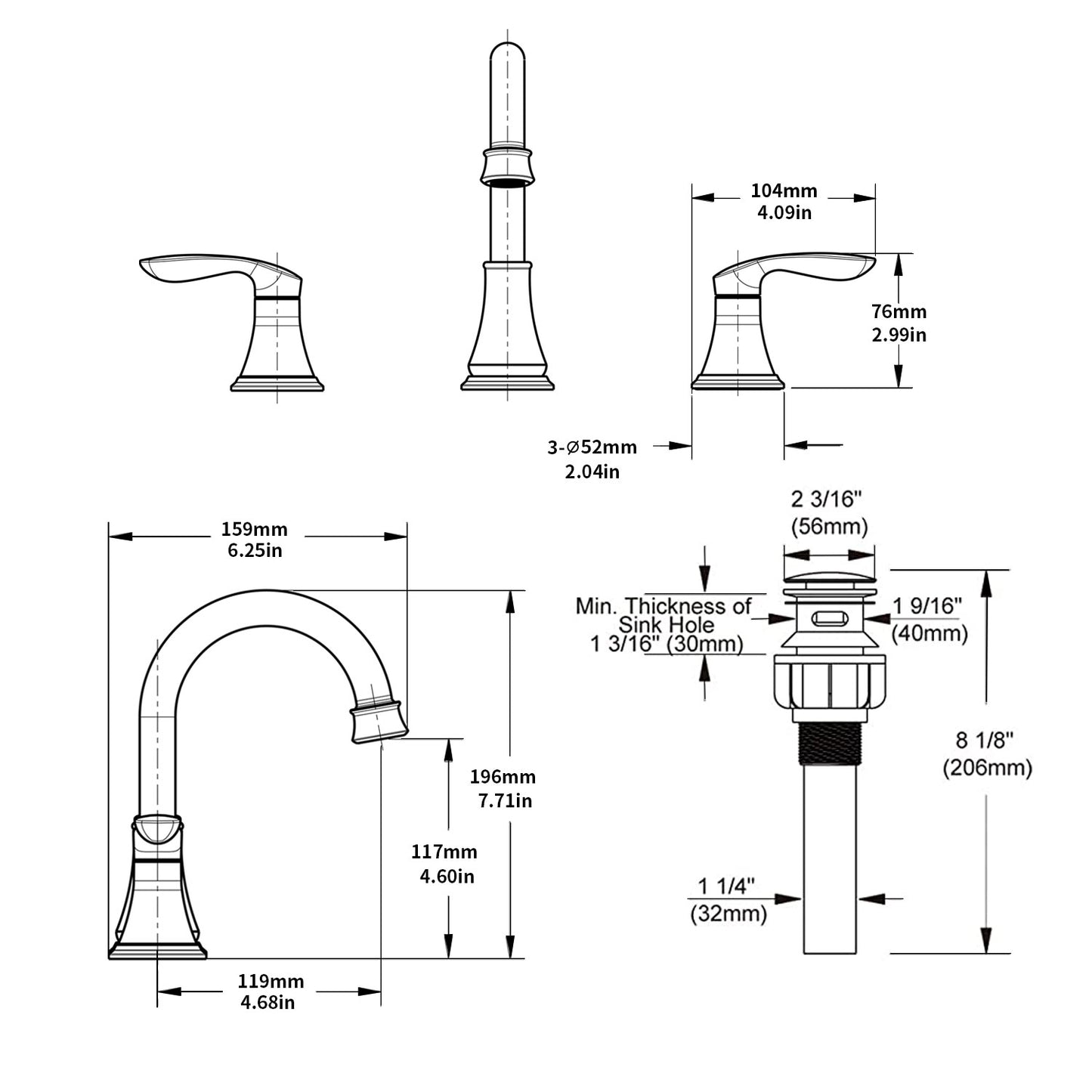 GELE 2-Handle 8 inch Widespread Bathroom Sink Faucet ‎Oil-Rubbed Bronze Lavatory Faucet 3 Hole 360° Swivel Spout Vanity Sink Basin Faucets with Pop Up Drain Assembly and cUPC Water Supply Hoses 3008B-ORB