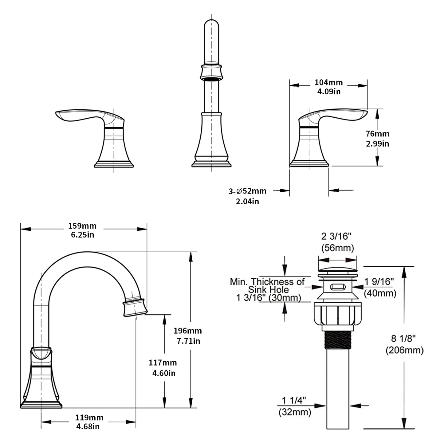 GELE 2-Handle 8 inch Widespread Bathroom Sink Faucet Brushed Nickel Lavatory Faucet 3 Hole 360° Swivel Spout Vanity Sink Basin Faucets with Pop Up Drain Assembly and cUPC Water Supply Hoses 3008B-NP